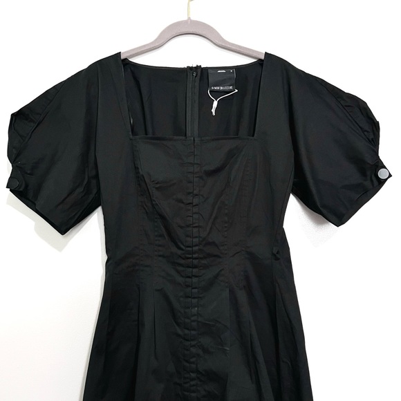 NWOT C/MEO Collective Corset Bodice Mini Puff Sleeve Black Dress MSRP $269 - Picture 3 of 11